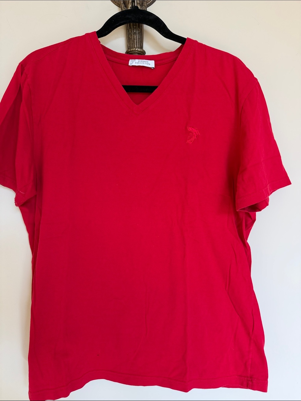Versace Collection Men's V-Neck Tee in Red